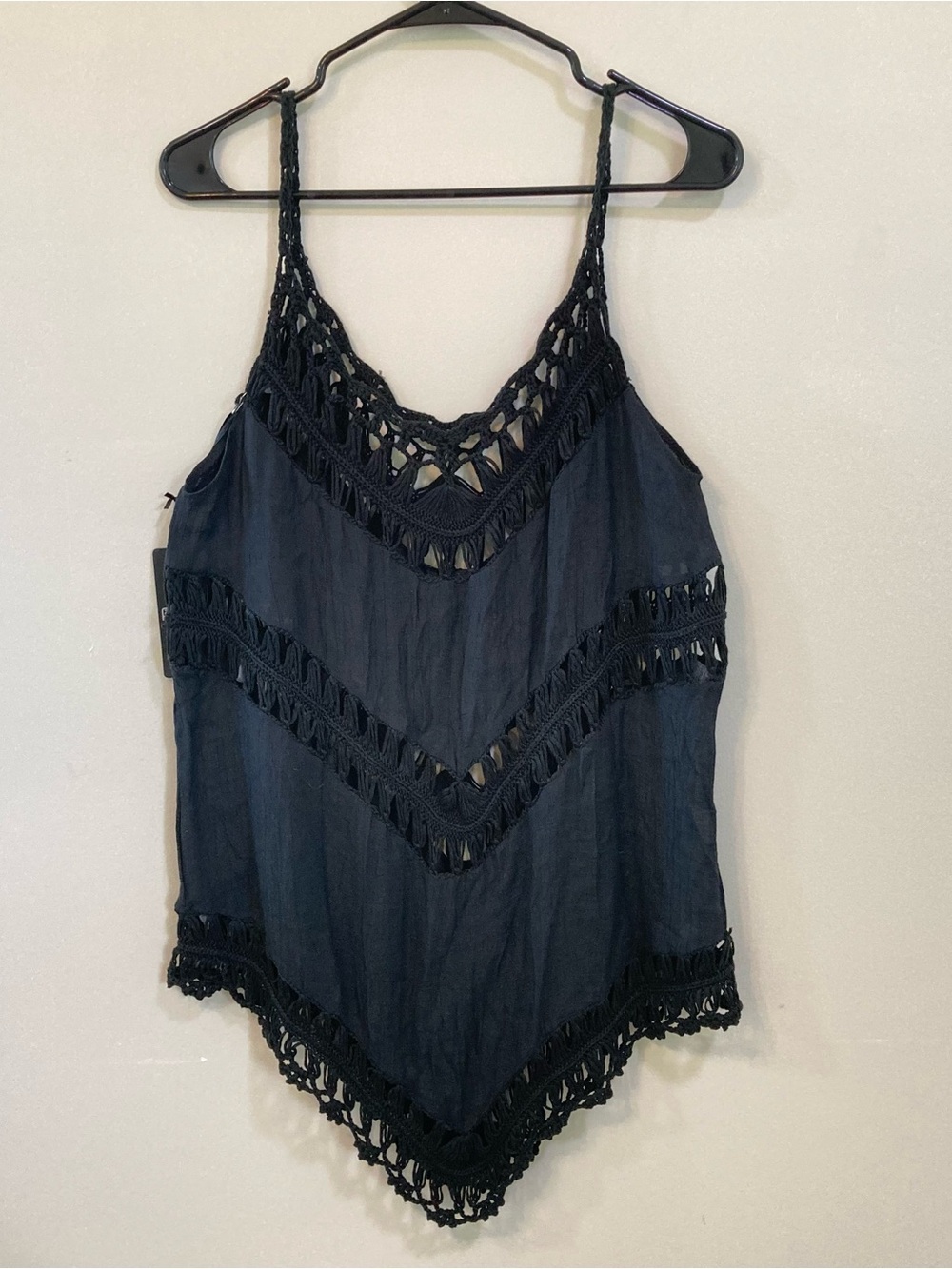 Paradise USA Swimsuit Cover Up Womens sz M Black Crochet Boho NEW